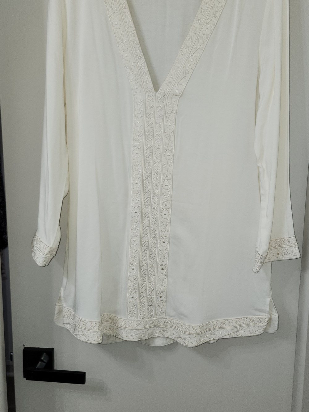 Tavik Cream Embroidered V-Neck Tunic